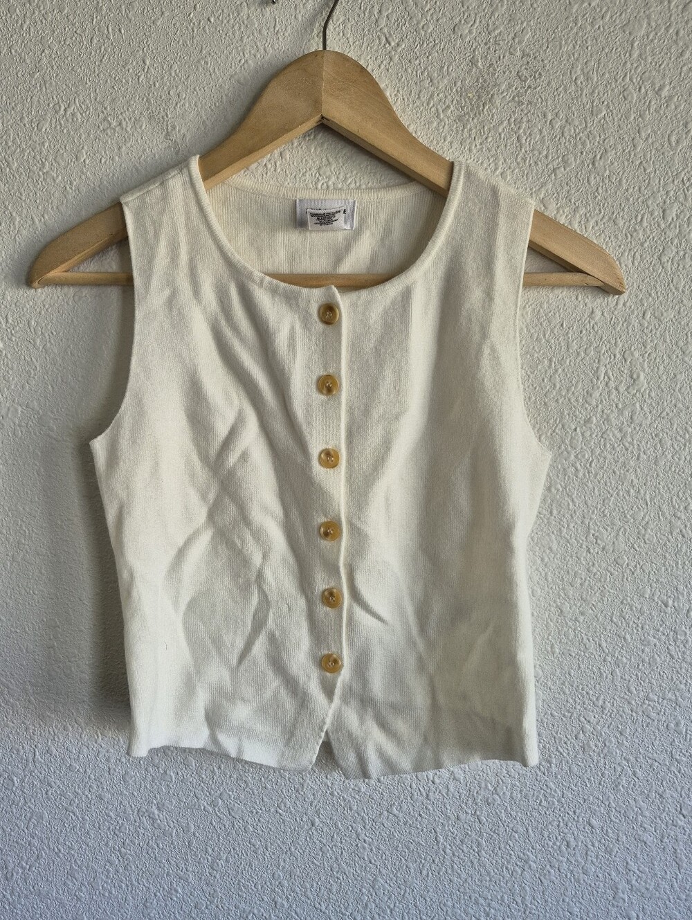 Song of Style Cream Knit Button Down Vest Womens Size S